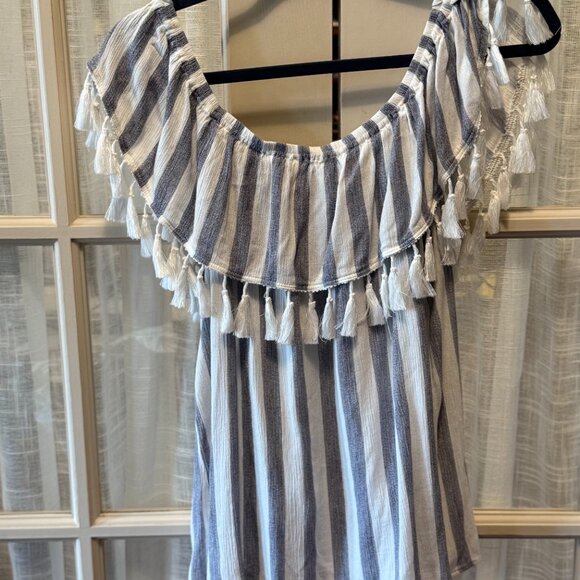 Kori America Striped Off-the-Shoulder Tassel Top - Picture 4 of 4